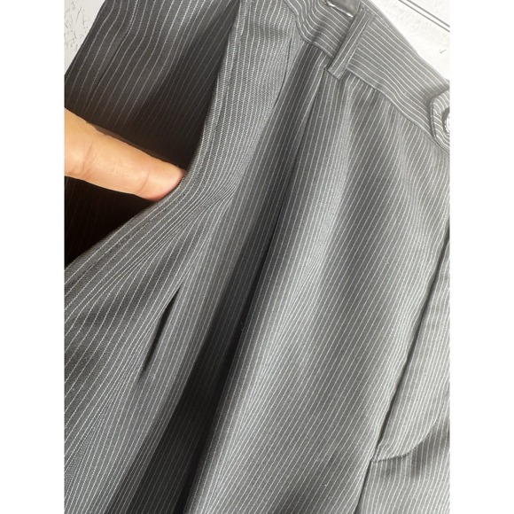 Giorgio Armani Le Collezioni Pleated Trousers MENS 36 Black‎ Striped Wool - Picture 9 of 12